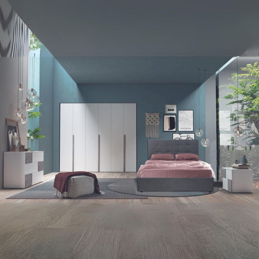 Camera da letto Tilde bianco frassinato con inserti cemento Effezeta