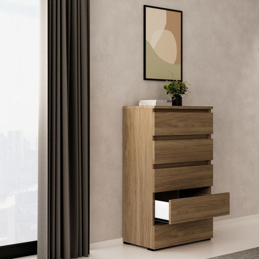 Cassettiera noce naturale 5 cassetti 75x40x127H Effezeta