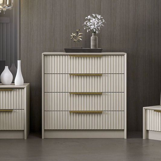 Cassettiera Kale 4 cassetti incassati effetto cannettato colore cashmere Effezeta