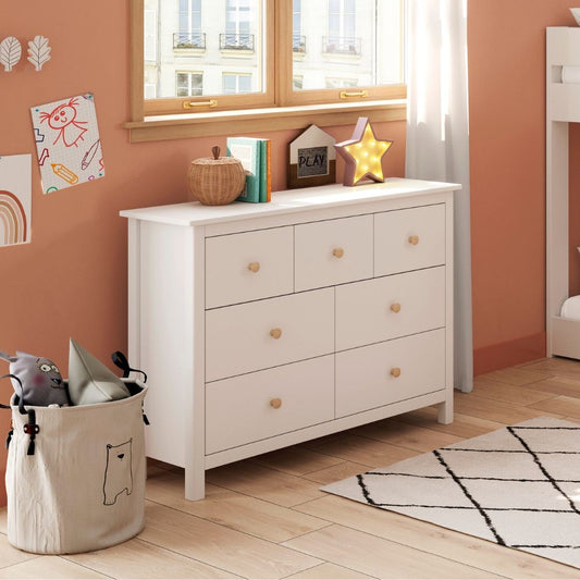 Cassettiera Max 4 cassetti e 3 cassettini in legno massiccio colore bianco Effezeta
