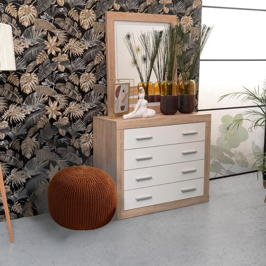 Cassettiera Sara 4 cassetti con struttura rovere e frontali bianco Effezeta