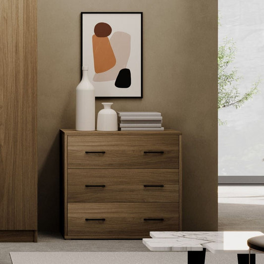 Comò 3 cassetti 91x45x81H noce naturale Effezeta