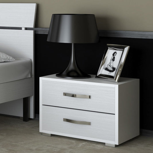 Comodino 2 cassetti 52x36x43H bianco frassinato Effezeta
