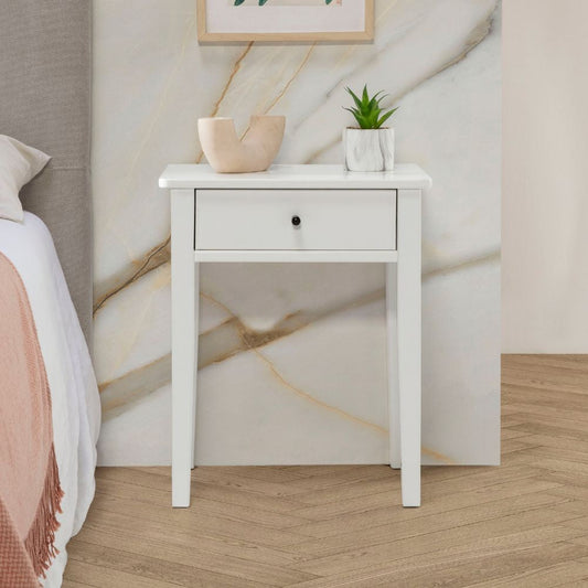 Comodino Bart in legno massiccio 1 cassetto colore bianco Effezeta