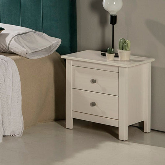 Comodino Berna 2 cassetti in legno massiccio colore bianco Effezeta