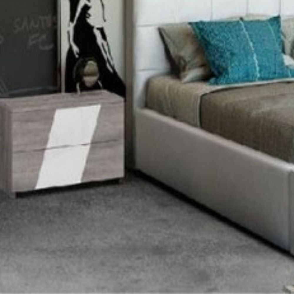 Comodino Mania 2 cassetti grigio e bianco laccato Effezeta