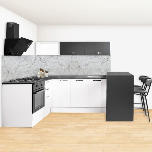 Cucina angolare Matera 180x160 con penisola reversibile bianca e nera Effezeta