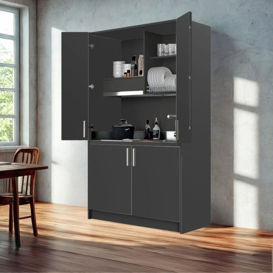 Cucina monoblocco Fold Evolution struttura e ante a libro antracite Effezeta