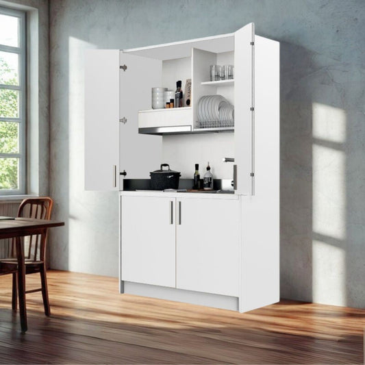 Cucina monoblocco Fold Evolution struttura e ante a libro bianco Effezeta