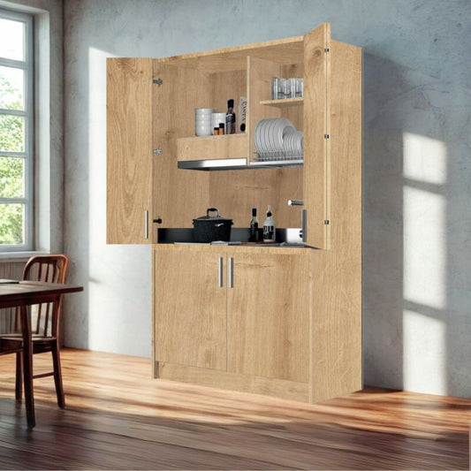 Cucina monoblocco Fold Evolution struttura e ante a libro rovere Effezeta
