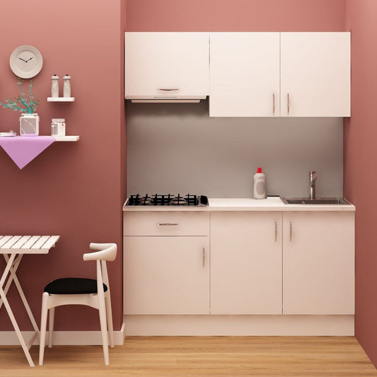 Cucina monoblocco Isernia 160 cm bianca reversibile con elettrodomestici Effezeta