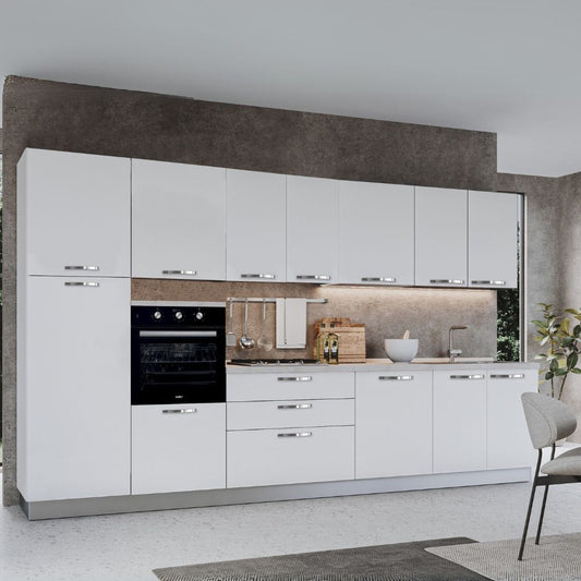 Cucina reversibile Petunia base 360 cm con elettrodomestici inclusi colore bianco lucido Effezeta
