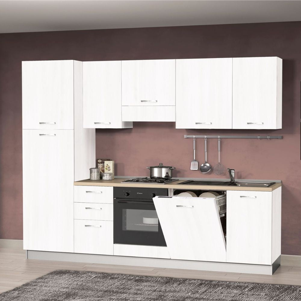 Cucina Rosmarino 270 x 217H con lavastoviglie bianco opaco sinistra Effezeta