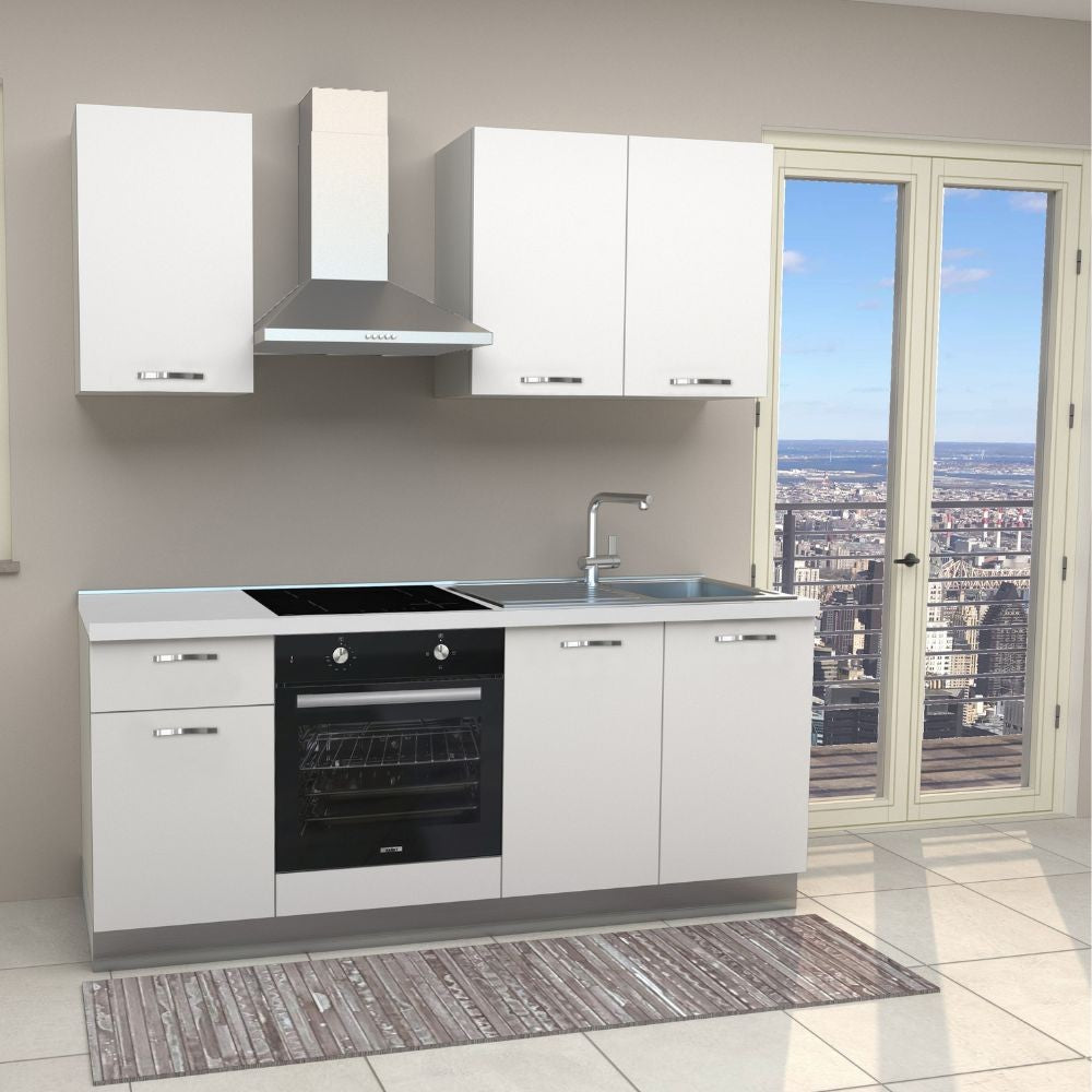 Cucina Taurus 195 colore bianco inclusa di elettrodomestici e piano cottura induzione Effezeta