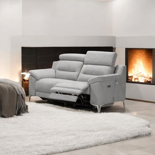 Divani Egeo 2 posti con 2 recliner elettrici in tessuto Munich 38 grigio Effezeta