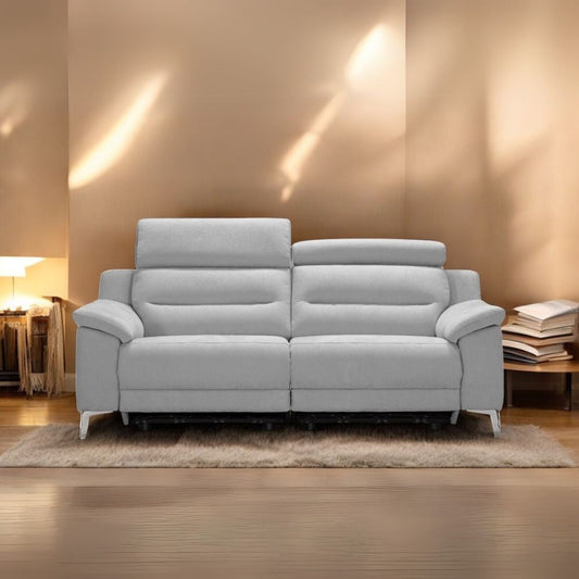 Divani Egeo 3 posti con 2 recliner elettrici in tessuto Munich 38 grigio Effezeta