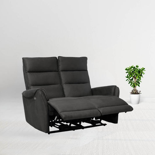 Divano 2 posti Thun 2 recliner elettrici effetto nabuk grigio Effezeta