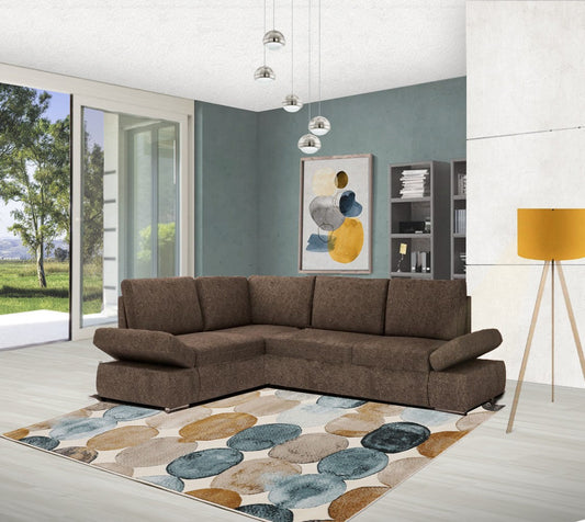 Divano angolare Siena con letto estraibile taupe 267x200x90