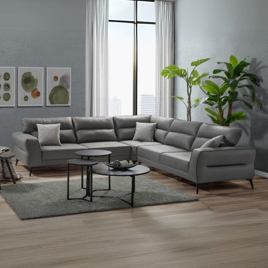 Divano angolare Sigmar 300x250xP77xH100 in Prada 6 grigio Effezeta