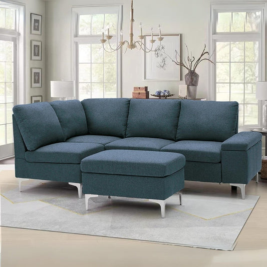 Divano angolare sinistro Dina con bracciolo apribile contenitore colore grigio Effezeta