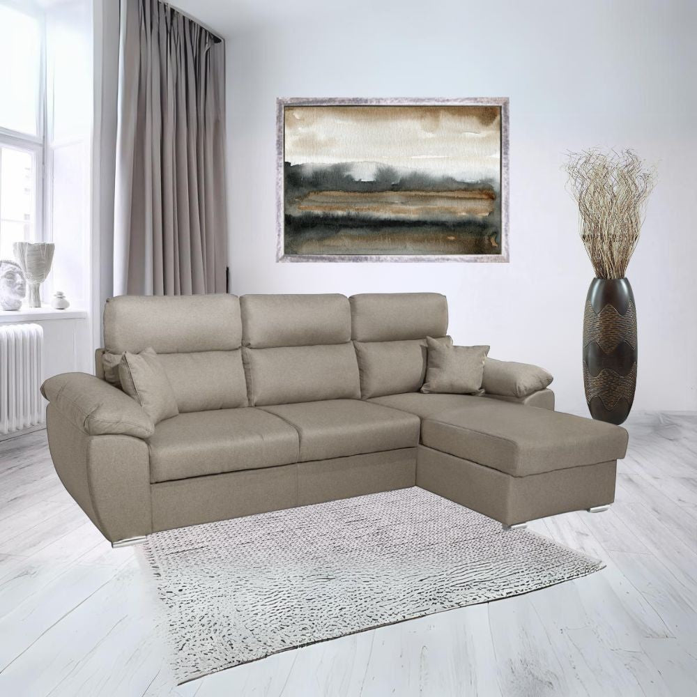 Divano Como II con penisola contenitore grigio rabbit Twist03 Effezeta