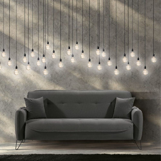 Divano Crown 3 posti ecopelle effetto nuvolato grigio 215x94x98h cm. Effezeta