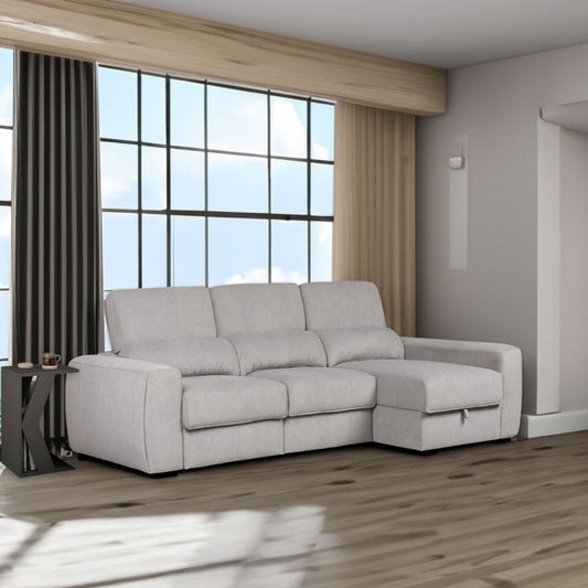 Divano Duke grigio penisola reversibile e funzione letto Effezeta
