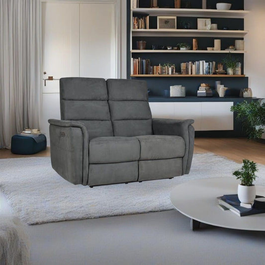 Divano Faber 2 posti con 2 recliner elettrici in tessuto dark grey Effezeta