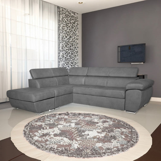 Divano Fiona angolare con penisola sinistra in tessuto Barrel90 grigio Effezeta