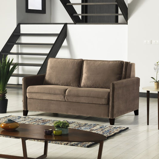 Divano letto 2 posti Alcona con contenitore in tessuto colore cappuccino Effezeta