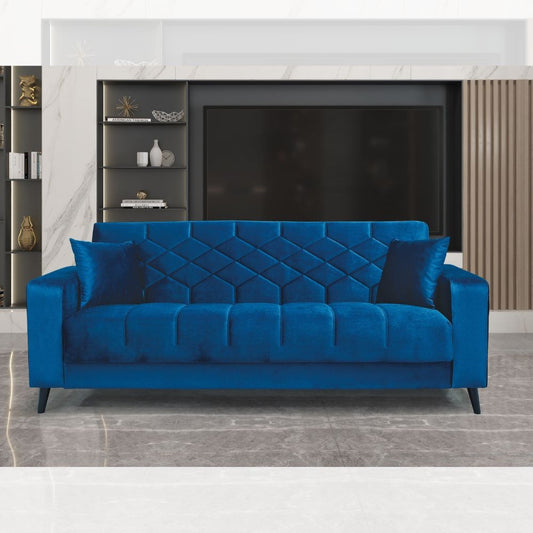 Divano letto contenitore Columbia 3 posti colore blu Effezeta