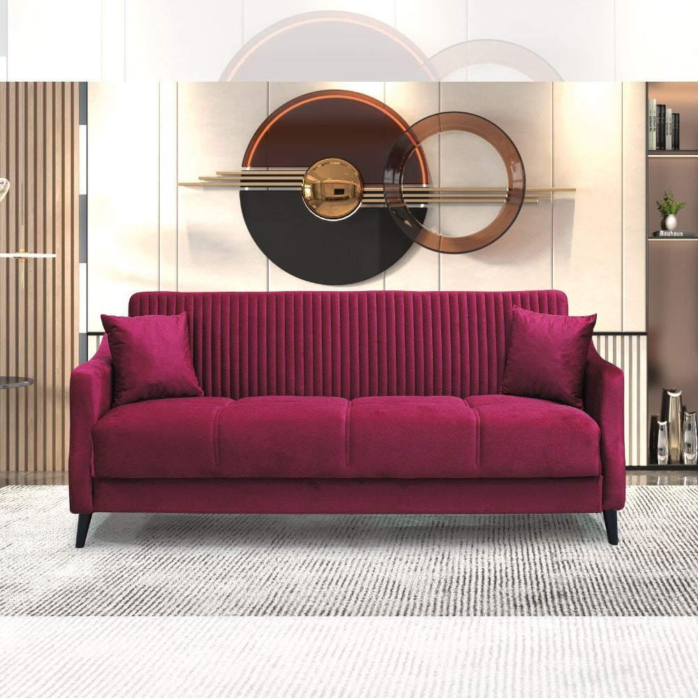 Divano letto contenitore Montana 3 posti colore bordeaux Effezeta