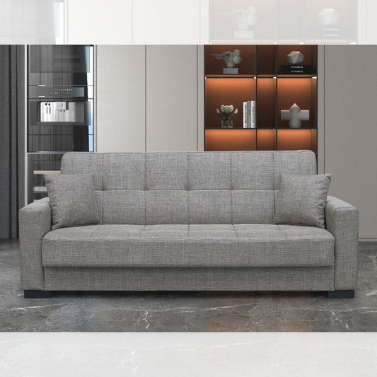 Divano letto contenitore New Malpensa 3 posti colore cappuccino Mina 04 Effezeta