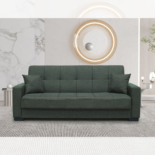 Divano letto contenitore New Malpensa 3 posti colore oliva Mina 19 Effezeta