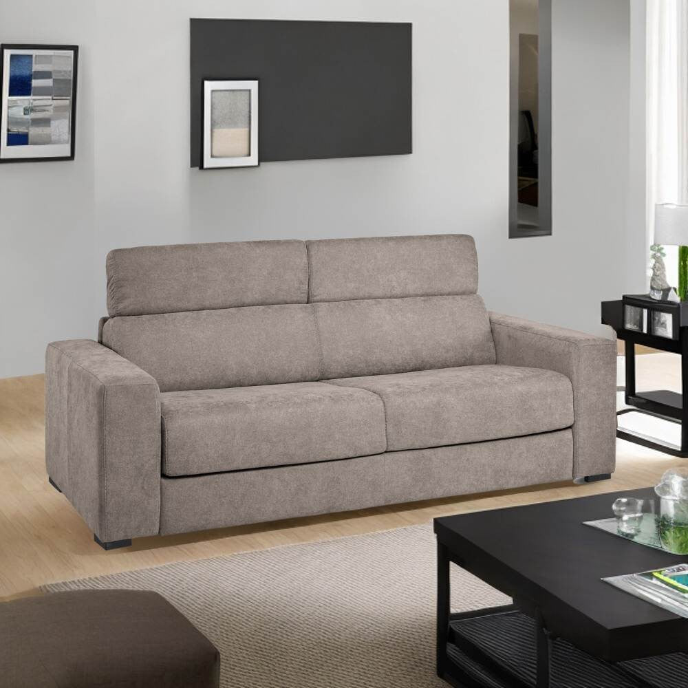 Divano letto Crien 3 posti con poggiatesta reclinabili colore tortora Effezeta