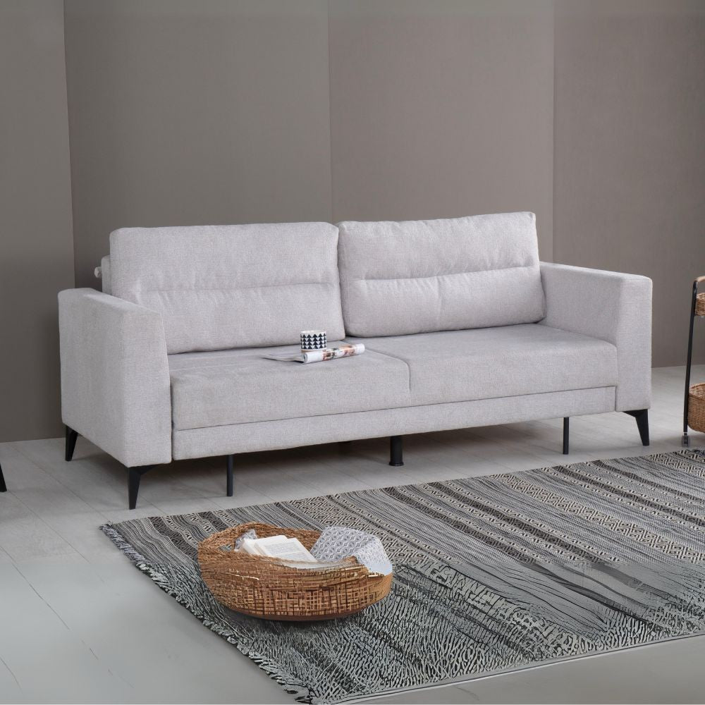 Divano letto Derry 3 posti in tessuto grigio chiaro Effezeta