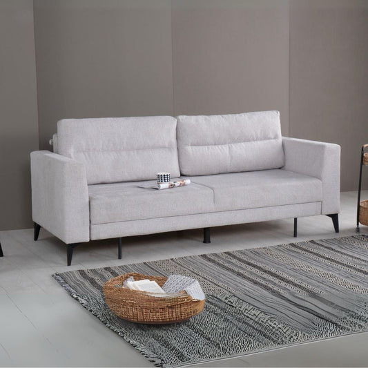 Divano letto Derry 3 posti in tessuto grigio chiaro Effezeta