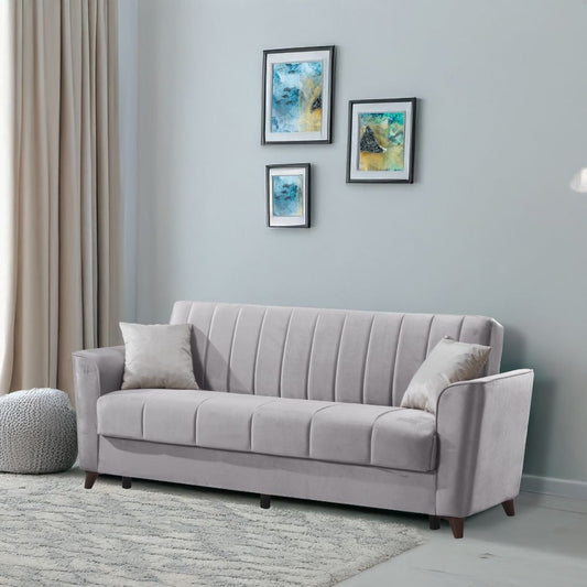 Divano letto Duca con contenitore in velluto colore grigio Effezeta