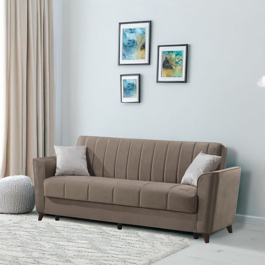 Divano letto Duca con contenitore in velluto colore marrone Effezeta