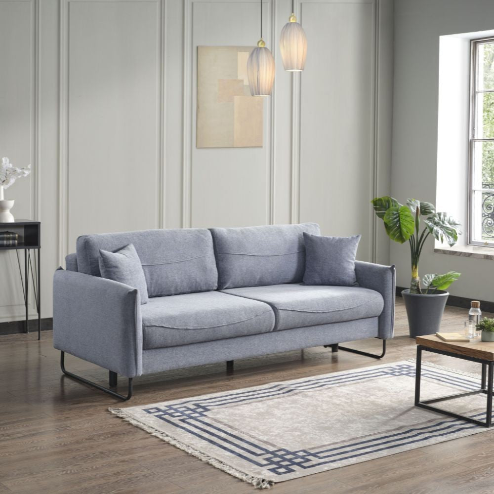 Divano letto Fly in Twist 18 grigio chiaro con piedi neri Effezeta