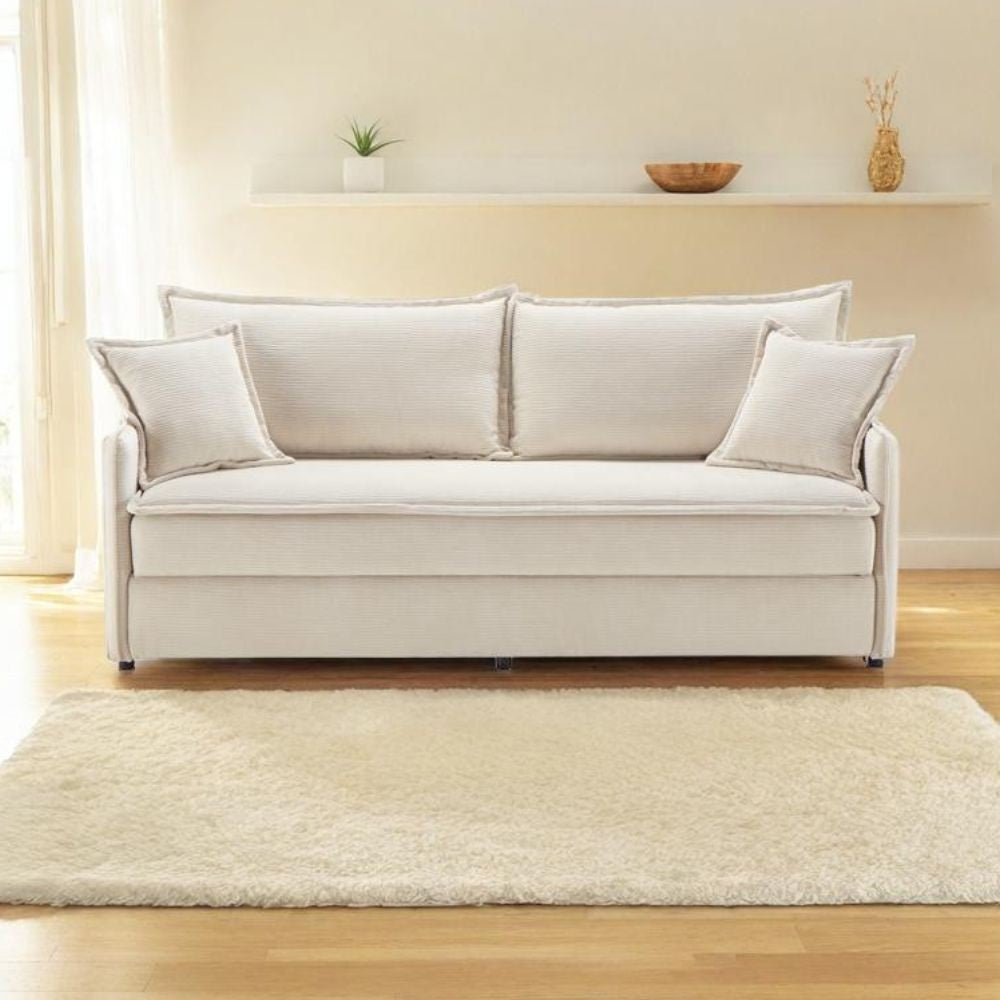 Divano letto Ghide con contenitore colore panna 217x86x95 cm. Effezeta