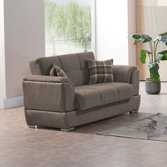 Divano letto Larissa 2 posti contenitore in Crown 4 cappuccino Effezeta