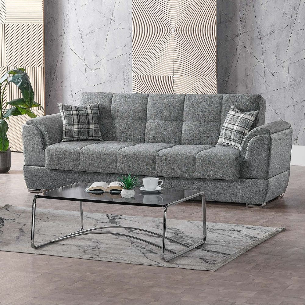 Divano letto Larissa 3 posti contenitore in Crown 18 grigio Effezeta