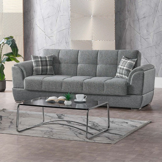 Divano letto Larissa 3 posti contenitore in Crown 18 grigio Effezeta