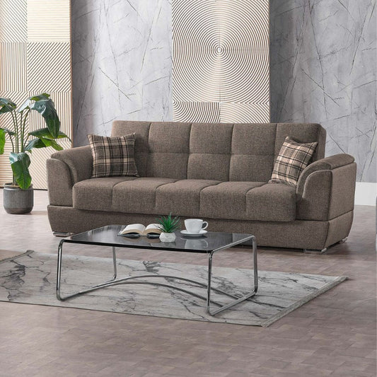 Divano letto Larissa 3 posti contenitore in Crown 4 cappuccino Effezeta