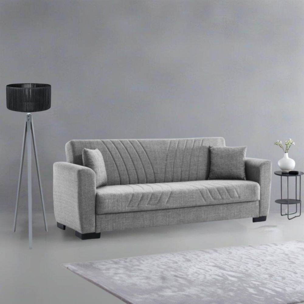 Divano letto Lori con contenitore 3 posti in tessuto grigio Mina 14 Effezeta