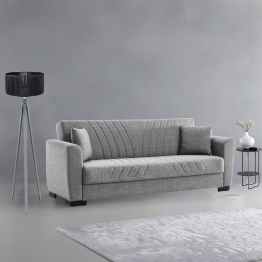 Divano letto Lori con contenitore 3 posti in tessuto grigio Mina 14 Effezeta