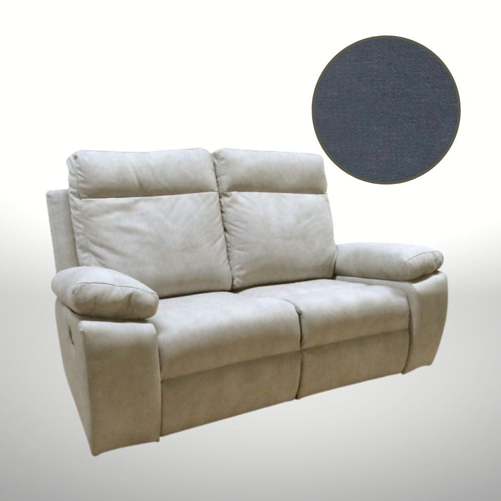 Divano Milano 2 posti 2 recliner manuali grigio Effezeta