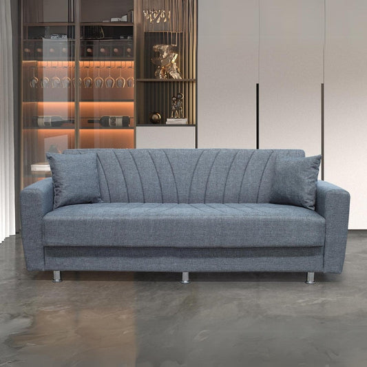 Divano Poem 3 posti con letto contenitore in tessuto Mina 11 grigio Effezeta