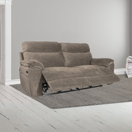 Divano recliner Boston 3 posti manuale in tessuto barrel 21 tortora Effezeta